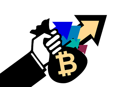 Bitcoin and hands up