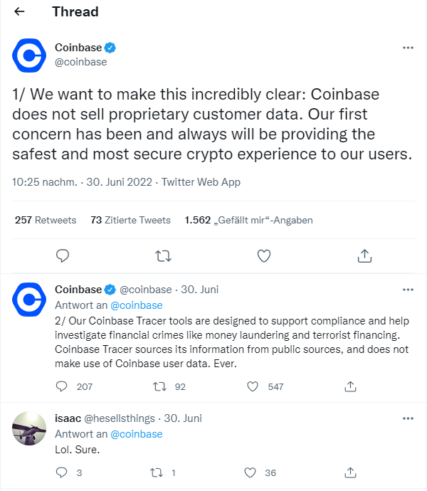 Twitter Feed from Coinbase