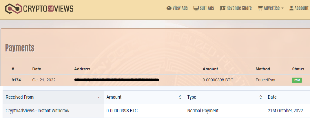 Payment Proof Cryptoadviews