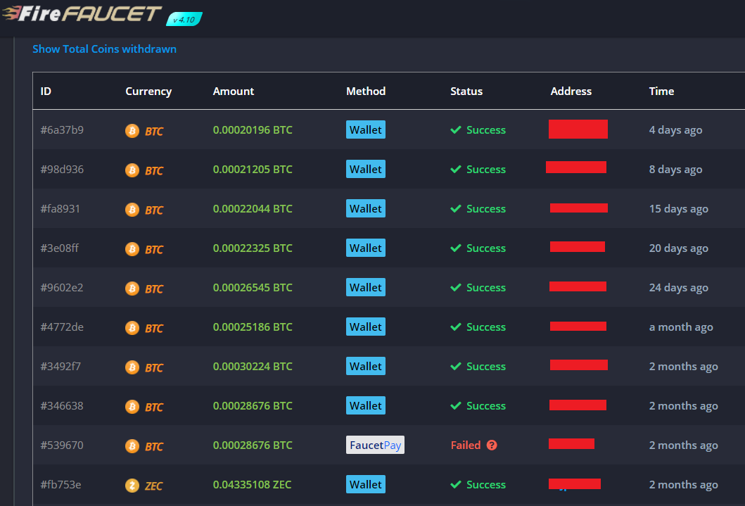 Payout Firefaucet