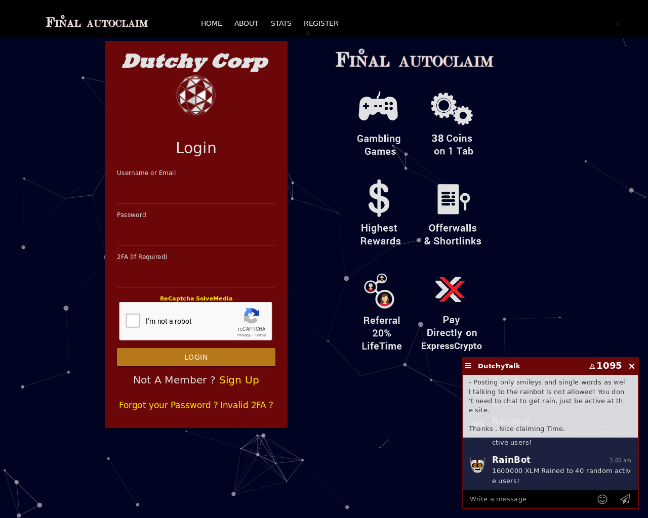 Screenshot Website Autofaucet DutchyCorp