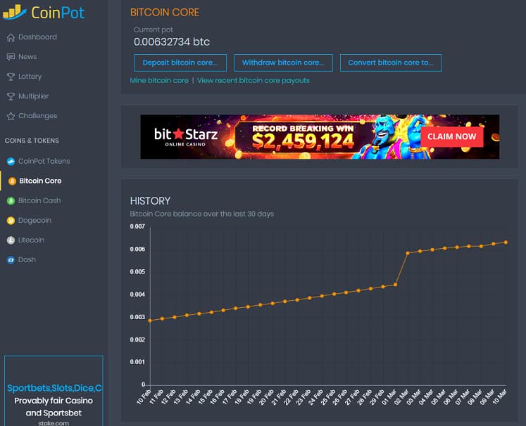 Bitcoin Dashboard Coinpot