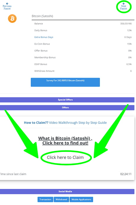 Bitcoin Faucet Claim on ESFaucet