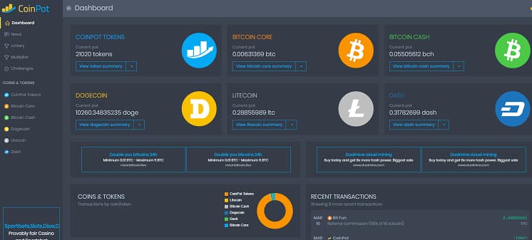 Dashboard Coinpot